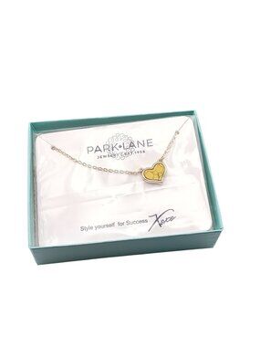 Park Lane Gold-Tone Heart Pendant Necklace in Gift Box Reversible Marble Look